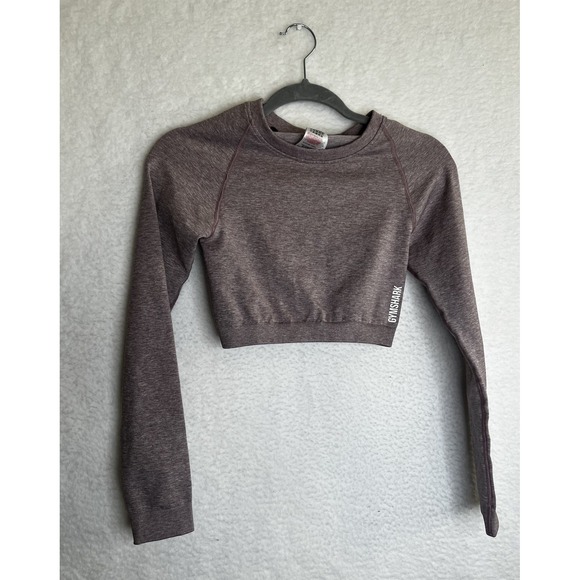 Gymshark Tops - Gymshark Purple Seamless‎ Long Sleeve Crop Top S Workout Gym Athletic Running